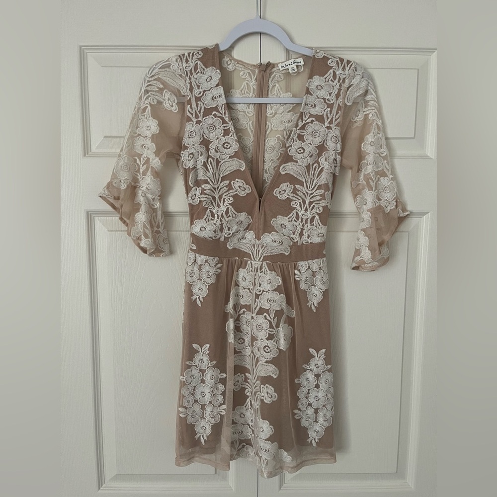 Floral Lace-Overlay Mini Dress in Blush - Picture 5 of 15